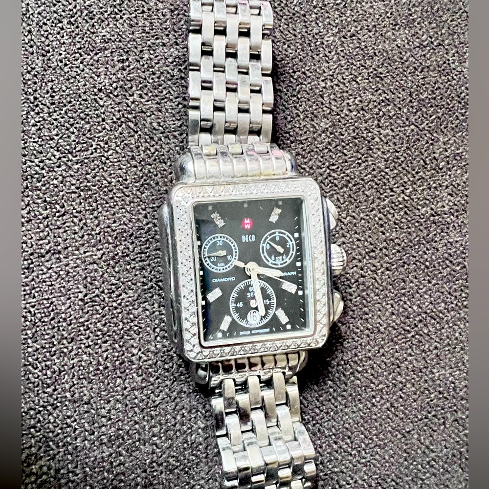 Michele Deco Diamond Black Dial Women’s Watch